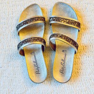 PRETTY BALLERINAS GOLD SPARKLE SANDALS - SIZE 38 - NEW